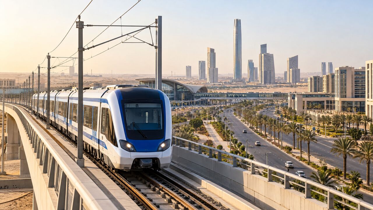 قطار القطار الكهربائي الخفيف LRT المتجه إلى العاصمة الإدارية